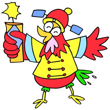 Horoz havai fişek ile karakteri