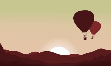 Balon gökyüzünde uçan ile manzara