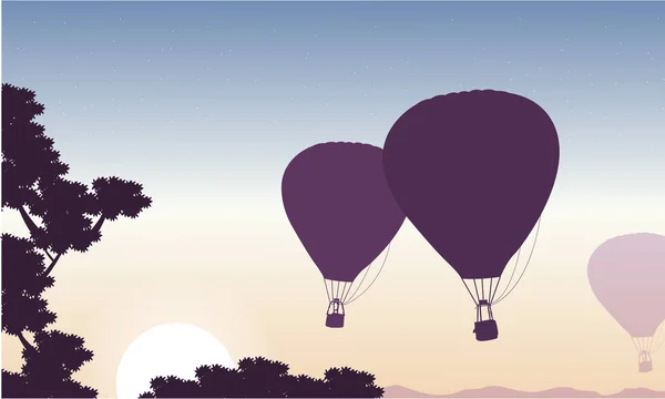 Balon na ogrzane powietrze w niebo pejzaż piękna — Wektor stockowy