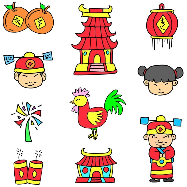 Doodle de elemento celebração chinesa — Vetor de Stock