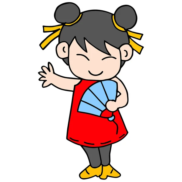 Illustration von Mädchen Charakter chinesisch — Stockvektor