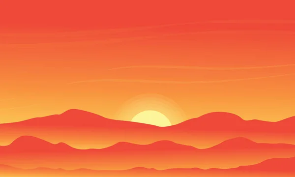 Wüstensilhouette auf orangefarbenem Hintergrund — Stockvektor
