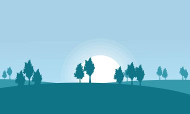 Hill ve ağaç sahne siluet