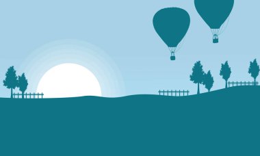 Hava balonu ile sahne düz vektörü