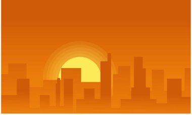 Siluet arka plan şehir günbatımı üzerinde