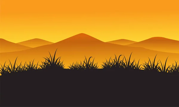 Siluett av berg i solnedgång landskap — Stock vektor