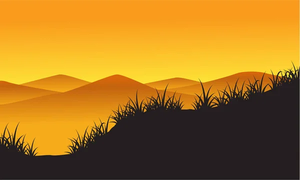 Mountain landscape on orange background — Stock Vector