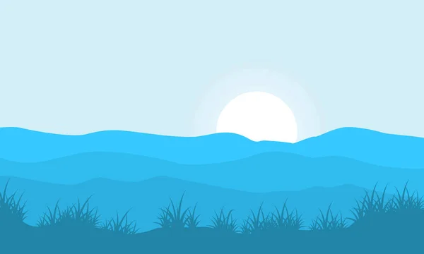 Silhouet van gras op de heuvel achtergronden — Stockvector