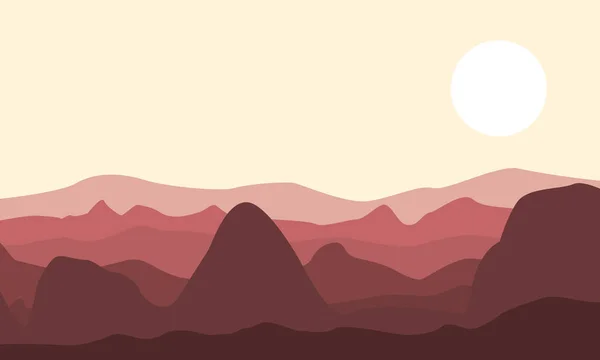 Silueta de desierto y paisaje rocoso — Vector de stock