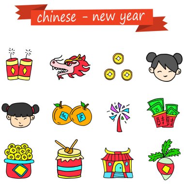 Çin yeni yılı simgeler gösteren resim
