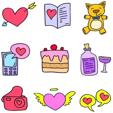 Aşk Tema Doodles vektör sanat