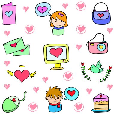 Doodle aşk Tema vektör sanat