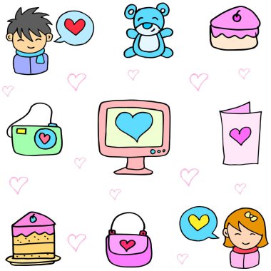 Vektör sanat nesnesinin aşk Tema karalamalar