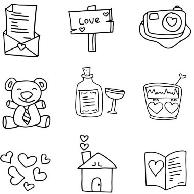 Aşk el çizmek karalamalar vektör çizim