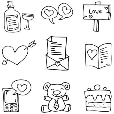 Aşk karalamalar koleksiyonu çizimi