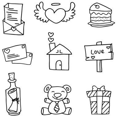 El ile romantizm temasının Doodle çizmek