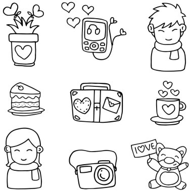 Esnaf romantik Tema Doodles