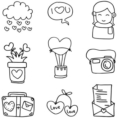 Romantizm illüstrasyon el çizmek doodles