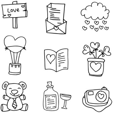 Romantik aşk doodle el çizmek