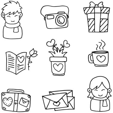 Romantik aşk karalamalar çizimi