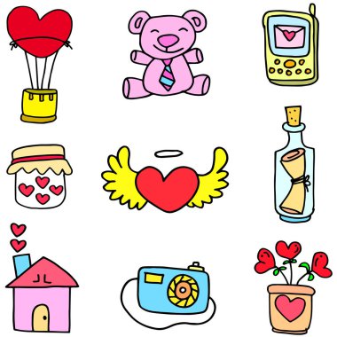 Aşk romantik Tema Doodles