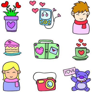 Aşk Doodles illüstrasyon vektör