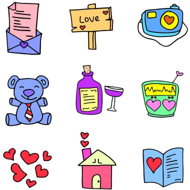 Aşk romantizm karalamalar çizimi