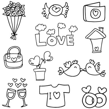 aşk Tema el çizmek Doodles