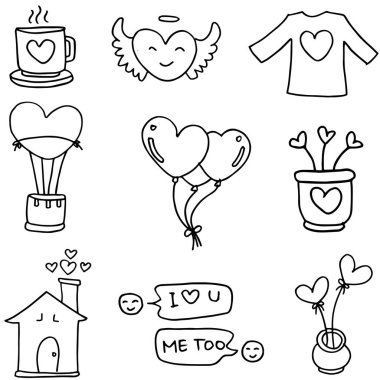 El çizmek aşk karalamalar çizimi