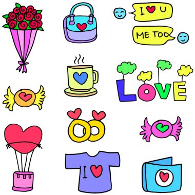 Romantizm nesne karalamalar tasarım seviyorum