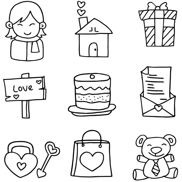 Romantik aşk Tema koleksiyonu doodle