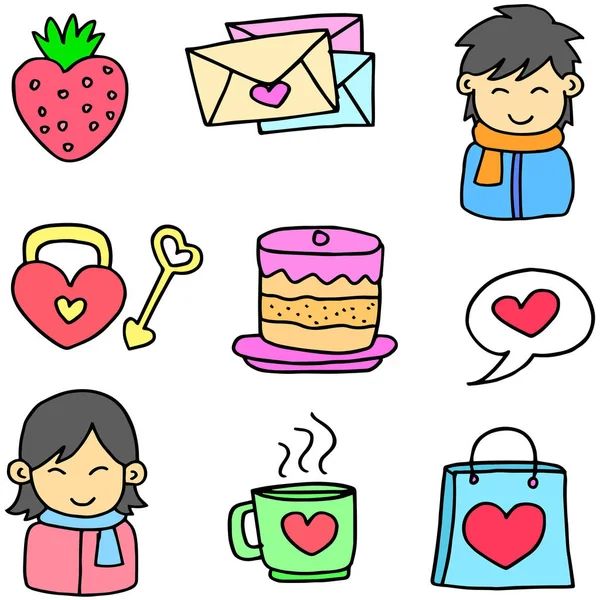 Nesne aşk Tema vektör karalamalar