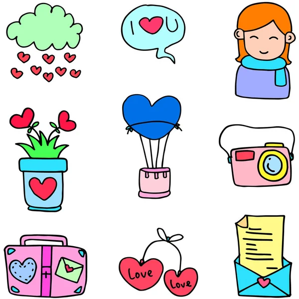 Illustartion van liefde romantiek doodles — Stockvector