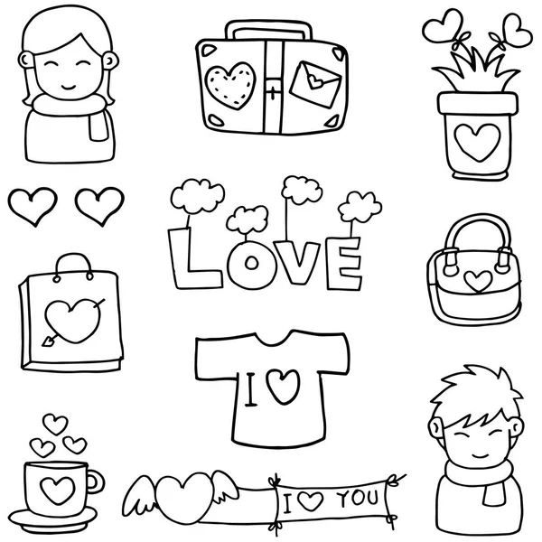 Collection stock love theme of doodles — Stock Vector