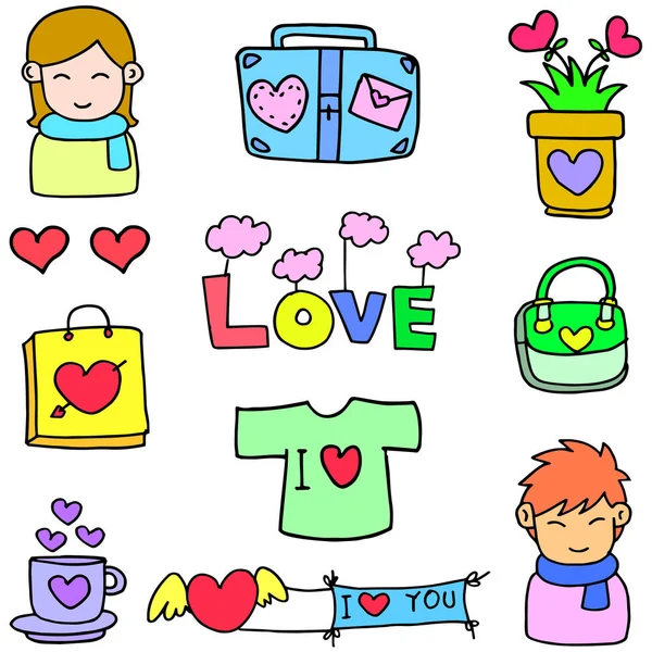 Sevgi ve kalp nesne Doodles