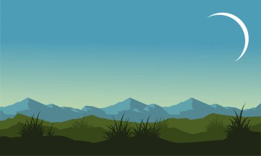 Hill ve dağ manzara siluet