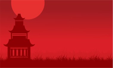 Pavilion kırmızı arka planlar üzerinde silüeti