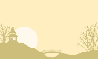 Manzara siluetleri gündoğumu Pavyonu