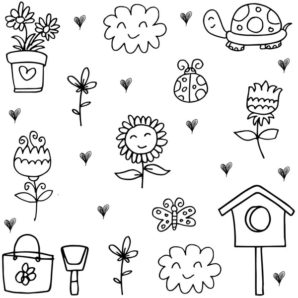 Doodle de la colección de primavera tema — Archivo Imágenes Vectoriales