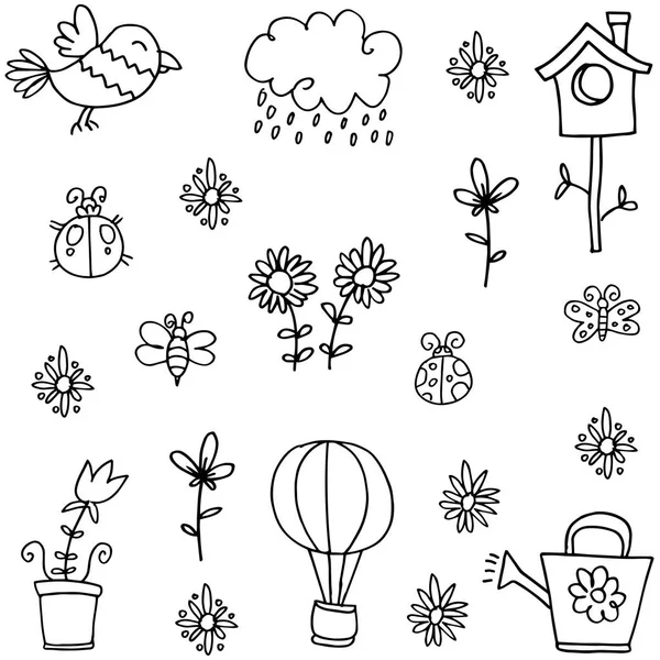 Doodle de primavera conjunto colección stock — Archivo Imágenes Vectoriales