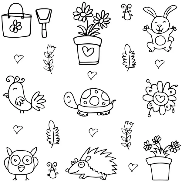 Doodle of spring collection hand draw — Stock Vector