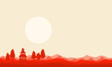 Siluet sahne çöl pavilion üzerinde