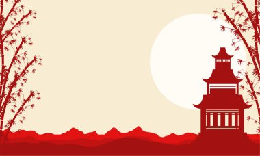 Pavilion Çince tema koleksiyonu peyzaj