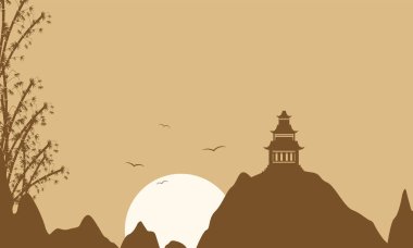 Pavilion kahverengi arka planlar üzerinde silüeti