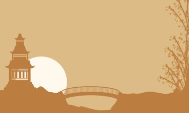 Güzellik manzara pavilion ile köprü siluet