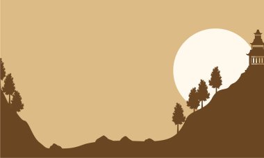 Pavyonu ile ay manzara siluet