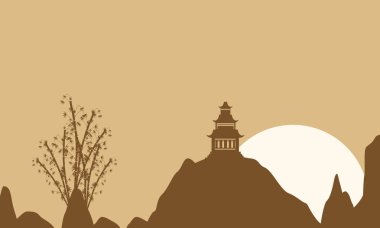 Kahverengi zemin pavilion peyzaj