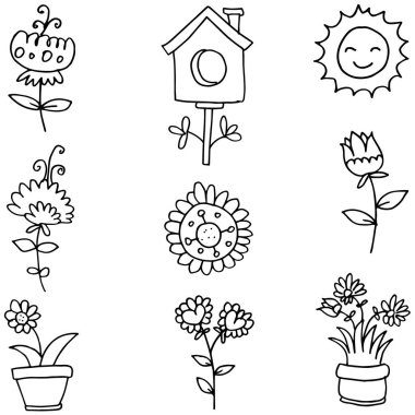 Bahar çiçek güneşi doodle