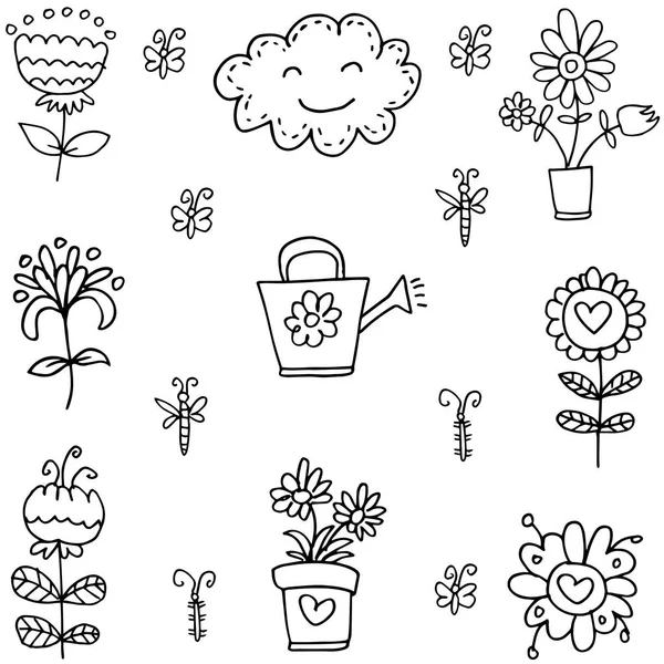 Bahar çizimi doodle seti — Stok Vektör