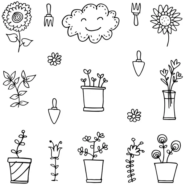 Arte vectorial de la primavera doodle conjunto — Vector de stock